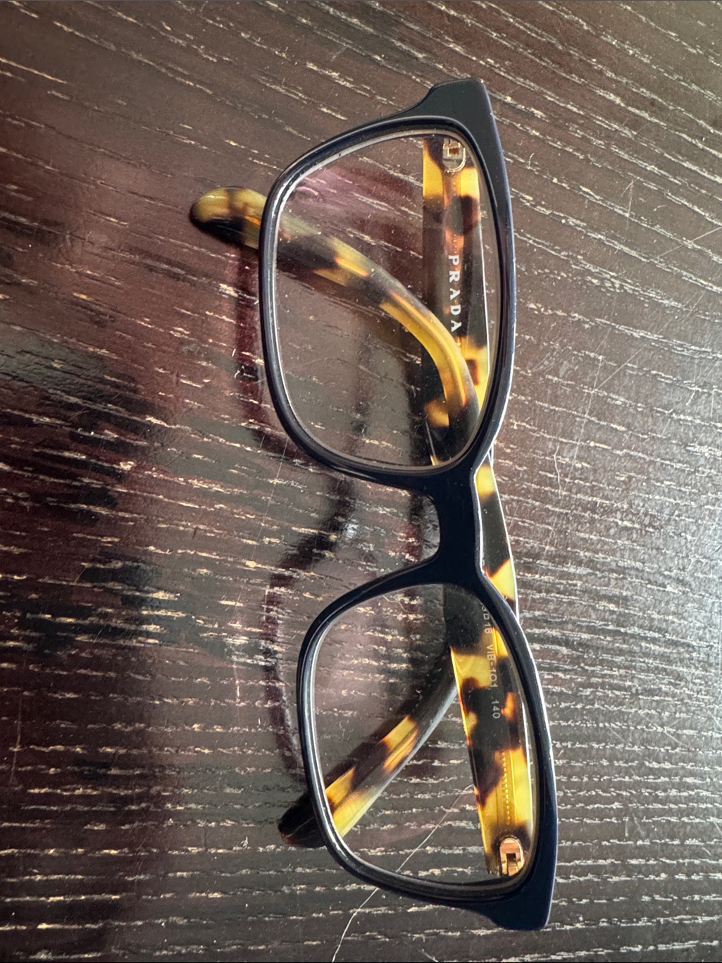 Prada Black Front With Tortoiseshell Temples Eyeglasses